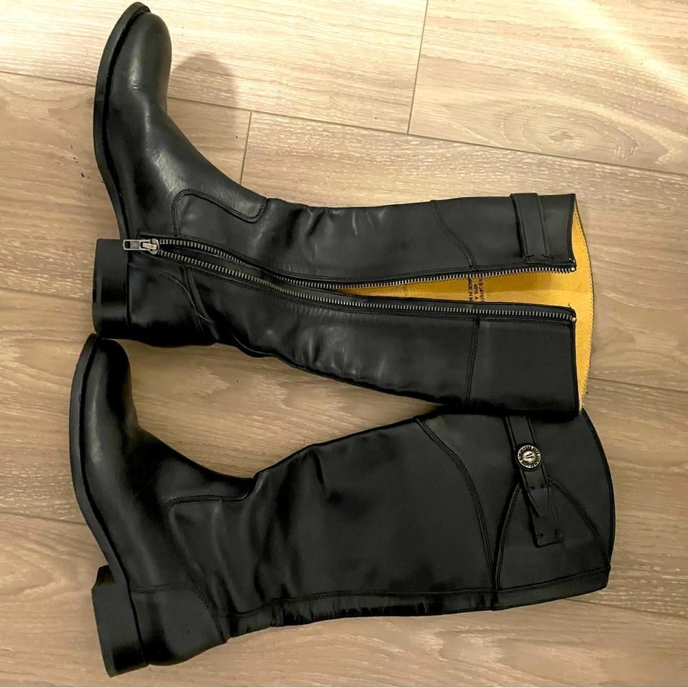 Frye high knee , riding boots,low heel